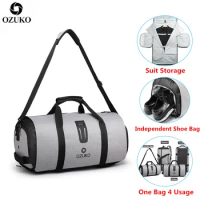 OZUKO Men Travel Bag Multifunction Large Capacity Waterproof Duffle Bag Suit Storage Hand Luggage Bags Shoe warehouse Fitness