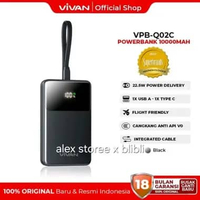 Vivan VPB-Q02C Power Bank 10000mAh Kabel Type C Fast Charging 22.5W Mini Slim PowerBank