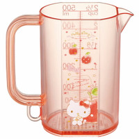 asdfkitty*日本製 KITTY橘紅色透明塑膠量杯-500ML