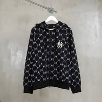 Hoodie MLB NY MONOGRAM LINE WHITE BLACK ZIP HOODIE 100% ORIGINAL L