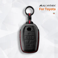 Car Key Case Cover Alcantara For Toyota Alphard Vellfire Sienna Alphard Previa RAV4 5 Buttons Keychain Accessories