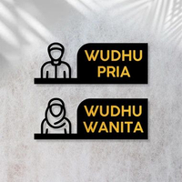 Akrilik Tempat Wudhu Pria Wanita | Dekorasi akrilik Tempat wudhu WANITA Hitam Gold