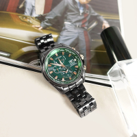 CITIZEN 星辰表 / AT9128-87X / 光動能 電波錶 萬年曆 藍寶石水晶玻璃 日期 防水200米 不鏽鋼手錶-綠x鍍黑/44mm