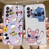 for Samsung Galaxy A33 A53 A73 5G A 33 55 73 Phone Case Mickey Minnie Mouse Daisy Donald Duck Stitch Clear Cute Silicone Cover