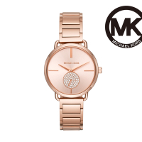 Michael Kors Portia 晶鑽小秒針錶盤女錶 玫瑰金不鏽鋼鍊帶 36MM MK3640