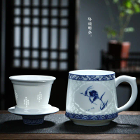 2025 Jingdezhen Ceramic Linglong Tea Cup, Large Capacity, Filtered Tea Brewing Cup for Men and Women