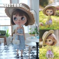 YESTARY NEW BJD Blythe Doll Accessories Hat Pullip Handmade Sun Hat Straw Hat Lace Bow Hat Fashion Doll Decoration For Blythe