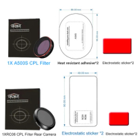 for 70mai pro plus+ A500s CPL Filter or RC06 Rear camera CPL Filter for 70mai Lite 2 For 70mai A500s Mount Set Static Sticker