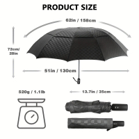 Hot Sale SATOL Large 157.48cm Automatic Windproof Golf Umbrella, 8 Ribs, Double Layer Umbrella Cover