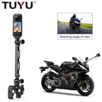 TUYU Motorcycle Bicycle Ride Shooting Aluminum Arm Invisible Selfie for Insta360 go2 One R X2 GoPro Hero 10 9 Camera Accessories
