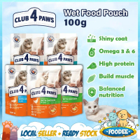 POODEE Club 4 Paws Cat Wet Food Pouch 80g / 100g Delicious & Nutritious Wet Cat Food Suitable for Al