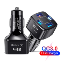 GTWIN Car Charger USB 4 Port Quick Charge 3.0 Universal Fast Charging in car mobile phone charger for samsung s10 iphone 12 11