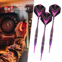 3Pcs Target Throwing Darts Set with Flight Protectors Darts Metal Tip Set Soft Tip Darts Set for Dart Board