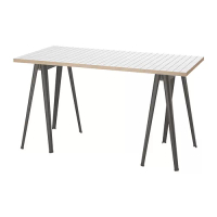 LAGKAPTEN/NÄRSPEL 書桌/工作桌, 白色 碳黑色/深灰色, 140 x 60 公分