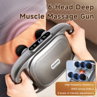 Electric Professional 6 Head Massage Gun Deep Muscle Massager Body Relaxation High Frequency Vibration Fascial Gun Fitness