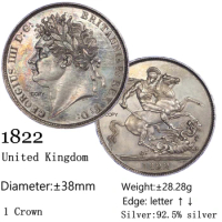 1822 United Kingdom 92.5% Silver Copy Coin 1 One Crown George IV Grace Of God King Great Britain Comemorative Collection