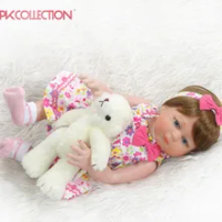 Npkcollection 48 Cm BEBE Boneka Reborn Gadis Balita Full Body Silikon Bath Toy 100% Tangan Terperinci Paiting Pinky Lihat