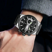 Jam Tangan Pria CRISTIANO AILLEN CA-8889 Rantai Silver Chrono aktif Original