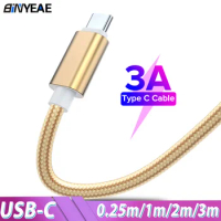 USB Type C Fast Charging Cable For Xiaomi Redmi Note 8 7 Pro 8T 8A Mi9 9T Mi A1 A2 A3 Realme Q X X2 Pro 0.25M/1M/2M/3M Charger