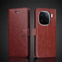 Card Holder Cover Case for Vivo iQOO 12 / iQOO12 Pu Leather Flip Cover Retro Wallet Phone Case Business Fundas Coque