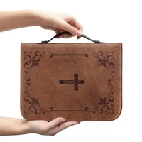 PU Leather Bible Bag for Women Zipper Handle Handbags Bible Hymns Custom Bible Cover Case Carrying Bible Storage Bags