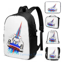 Funny Graphic print martini logo USB Charge Backpack men School bags Women bag Travel laptop bag
