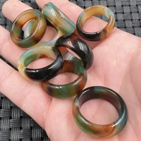 Sardonyx Agate Agate Jade Stone Ring Peacock Agate Jade Ring Green Chalcedony Agate Bracelet Jade Flexible Ring Wholesale
