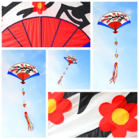 Free shipping Fan Kite flying toys for children kites factory Chinese Traditional Kite nylon kites dragon kites Blowing kite fun