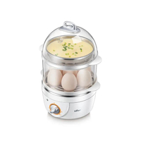 สีขาว - Electric Egg Boiler เครื่องต้มไข่ พร้อมหม้อนึ่งอเนกประสงค์ 2 ชั้น แบบ 2 in 1 รุ่น BR0002