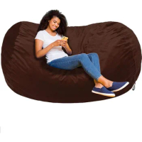 Basics Memory Foam Filled Bean Bag Lounger with Microfiber Cover, 6 Ft, Brown, Solid bean bag chair lazy sofa bed bean