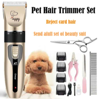 Dog Hair Clipper Pet Hair Trimmer Set Puppy Grooming Electric Shaver Ceramic Blade Cat Accessories Cordless Charging Professiona