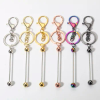 DIY Beaded Lobster Chain Keychain with Rod Keyring Beadable Keychain Bars Accessories Multicolor Can Open 15.2cm x 3cm , 1 Piece
