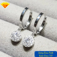 Anting Emas Putih Model Salib Kadar Emas 750