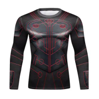 Men's Compression Long Sleeve Slim Fit Track Shirt Cool Lightning or Flash Athletic Workout Running Long Sleeve T-Shirt（22457）