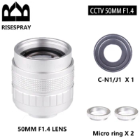 FUJIAN 50mm f/1.4 CCTV F1.4 Lens + C-N1 adapter ring +Macro Ring for Nikon J5 S2 J4 AW1 S1 J3 J2 J1 N1 mount Mirroless camera