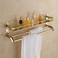 浴室不銹鋼浴巾架子衛生間雙層毛巾架壁掛折疊2層金色衛浴置物架 樂購生活百貨