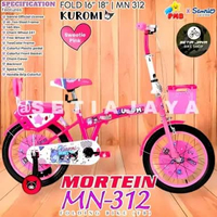 Sepeda Lipat 16" Inch MORTEIN MN-312 KUROMI, Frame Steel, Keranjang, Bagasi + Busa, Folding Bike New