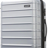 Samsonite Omni 2 Hardside Expandable Luggage with Spinner Wheels, Checked-Medium 24-Inch, Arctic Silver