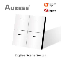 Tuya Zigbee Smart Scene Switch 4 Gang 12 Scene Switch Push Button Controller Home Automation Scenario Switch Support Smart Life