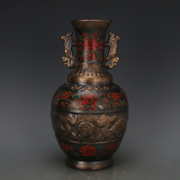 清雍正年掐絲琺瑯彩雙鳳耳尊瓶 仿古瓷器景德鎮舊貨古玩家居裝飾
