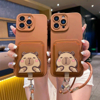 Ốp Điện Thoại Tương Thích Oppo A58, Reno14F, Dễ Thương, Có Ngăn Đựng Thẻ Capybara A5, Dây Da A5X, Th