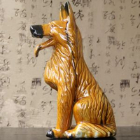 陶瓷狗擺件唐三彩狼狗旺財狗工藝品客廳裝飾擺件送禮辦公桌擺守財