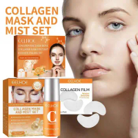 Collagen Film &amp; Vitamin C Eye Mask Mist Kit Collagen Soluble Korea Improvement Skin Care Moisturzing Collagen Eye Patches