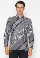 Batik Mayung Pancapana Silver Kemeja Batik Pria Premium Slimfit Modern Lengan Panjang