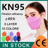 50pcs KN95 Mascarillas 5 Layers Adult Black Pink Purple KN95 Masks N95 Respirator FFP2 Protective Mouth Face Mask 10 Colores