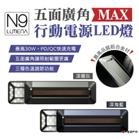 【N9 LUMENA】MAX五面廣角行動電源LED燈 5.1CHLED 藍/灰 IP54 聚光燈 攝影燈 露營 悠遊戶外