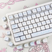 คีย์แคป MAIMOOO สีฟ้าอ่อน ลายโบว์ โปรไฟล์ MOA/Cherry จำนวน 120 คีย์ วัสดุ PBT แบบ Dye Sub สำหรับเคสร