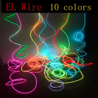 EL Wire 1/2/3/5/10Meter Rope Tube Cable DIY Led Strip String Lights Flexible Neon Glow Light For Party Dance Decoration