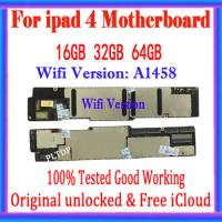 Clean iCloud A1458 Mainboard Original for iPad 4 Motherboard Full Chips A1459 or A1460 SIM Slot for iPad 4 Unlocked Logic Board