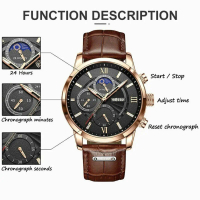 Jam Tangan Pria Original Anti Air 100% Cowok Coklat Tahan Led Luxury Chronograph Watch new2025